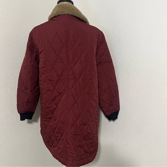 WeatherProof Vintage Women’s Small Quilted Sherpa Lined Jacket Maroon EUC Pocket - Picture 5 of 11
